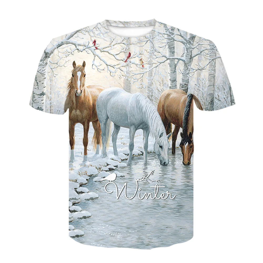 Neue 3d Tier T Hemd Männer Pferd Gedruckt Harajuku Casual Punk Rock Mode Streetwear O Neck Sportliche Atmungsaktive Leichte So ist Leben