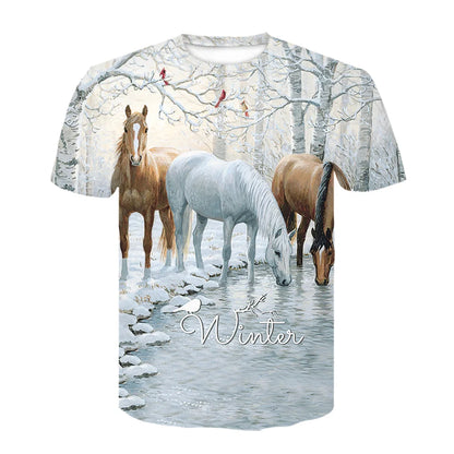 Neue 3d Tier T Hemd Männer Pferd Gedruckt Harajuku Casual Punk Rock Mode Streetwear O Neck Sportliche Atmungsaktive Leichte So ist Leben