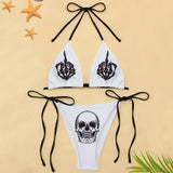 Gothic-Bikini 2025, Damen-BH mit Punk-Schädel-Aufdruck, Dreieckshose, Badeanzug, geteilter Badeanzug, Unterwäsche, Y2K-Bikinis, Bademode So ist Leben