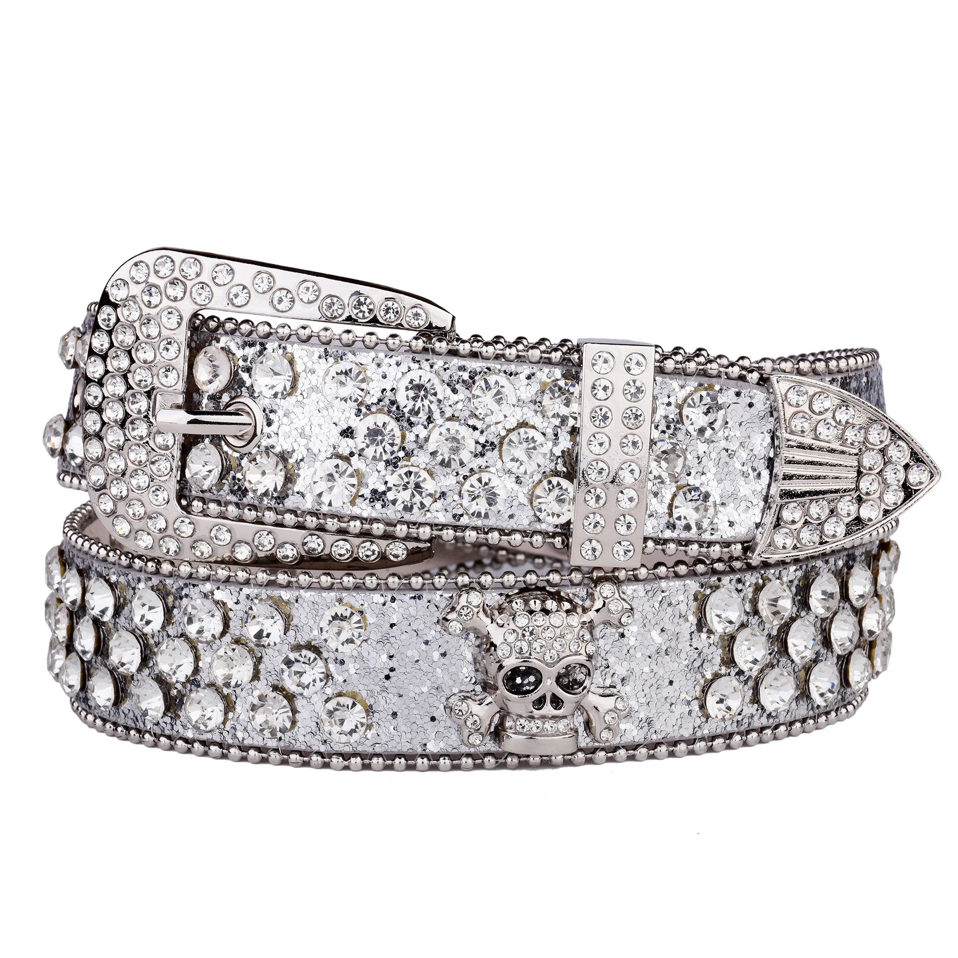 Strass-Schädelgürtel, Western-Cowgirl-Gürtel für Damen und Mädchen, mit Nieten besetzter Landgürtel aus PU-Leder So ist Leben