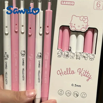 6 Stück/Set Sanrio Gelstift Hello Kitty Kuromi Niedliches Komplettset Schwarzer Gelstift Schnelltrocknender Kugelschreiber für Schüler Geburtstagsgeschenk - So ist Leben