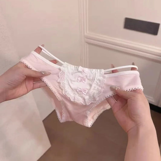 Zarte Schmetterlingsknoten-Unterwäsche für Damen, Ausgeschnittenes Dreieck-Design, Niedriger Bund, Modal-Baumwoll-Slips, Süßer Japanischer Stil So ist Leben