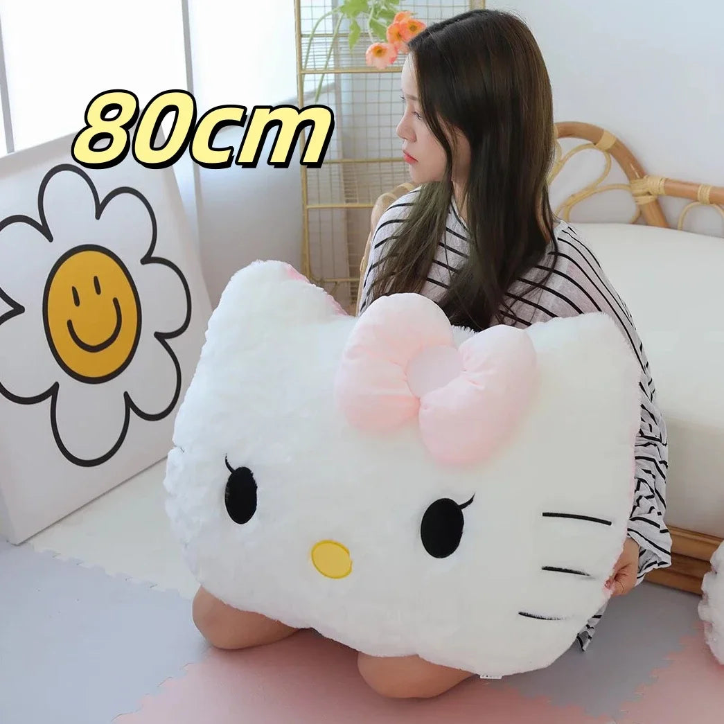 Sanrio Bequeme Hello Kitty Plüschtiere, weiches Umarmungskissen, gefülltes Anime-Rückenkissen, Sofa, Bett, große Plüschtiere, Weihnachtsgeschenk für Mädchen So ist Leben