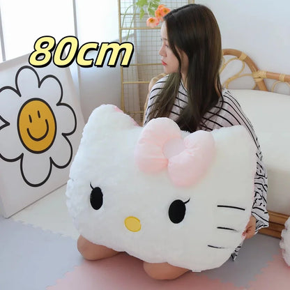 Sanrio Bequeme Hello Kitty Plüschtiere, weiches Umarmungskissen, gefülltes Anime-Rückenkissen, Sofa, Bett, große Plüschtiere, Weihnachtsgeschenk für Mädchen So ist Leben