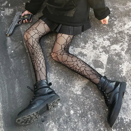 Klassische Lolita Höhlte Heraus Spitze Mesh Strümpfe Mit Flachem Boden Strumpfhosen Frauen Sexy Japanische Mädchen Gothic Punk Retro Spinne Web Strumpfhosen So ist Leben