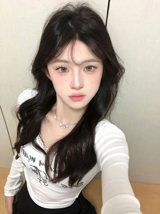 Frauen sexy y2k ästhetische Patchwork Spitze T-Shirt koreanische Harajuku Diamant Brief druck T-Shirts Mode Vintage Bottom ing Crop Top So ist Leben