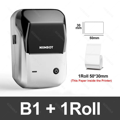 NIIMBOT B1 Tragbarer Thermodrucker mit Bändern, 5,1 cm, selbstklebende Etikettenmaschine, Mini-Bluetooth-Aufkleberhersteller, wasserdichte Etikettenrolle So ist Leben