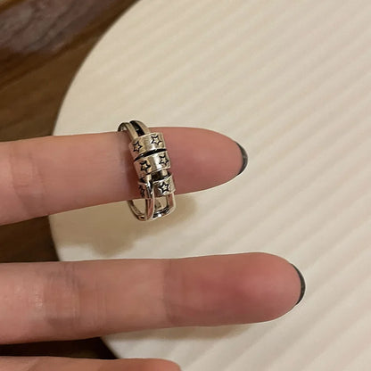 Vintage Unregelmäßige Kreuz Stern Offenen Ring für Frauen Männer Punk Gothic Silber Farbe Einstellbar Paar Ringe Y2K Egirl Schmuck Geschenk So ist Leben