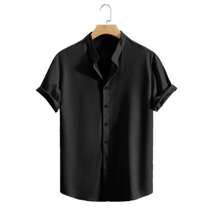 Jugend Casual Strand Kurzarm Shirts Einfarbig Lose Beiläufige Atmungsaktive Hemd Leichte Streetwear Männliche Taste Tops So ist Leben