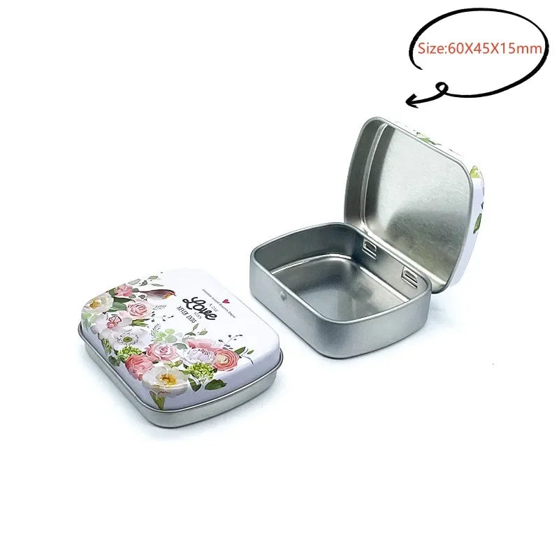 Neue quadratische Blech-Aufbewahrungsboxen Kleine Metall-Aufbewahrungsbox Silber Schmuck Schlüssel Münzen Metallbox Blechdose Hochzeit Süßigkeiten Aufbewahrungsdose So ist Leben