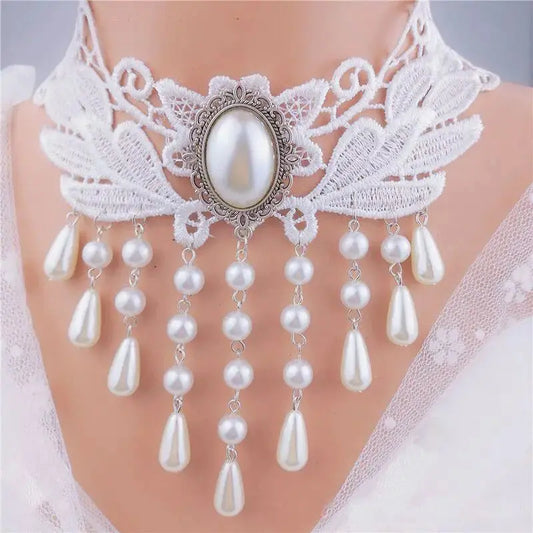 Anhänger weiße Spitzenkragen-Halskette für Frauen und Mädchen, dunkler Loli-Stil, Halloween-Schmuck - So ist Leben