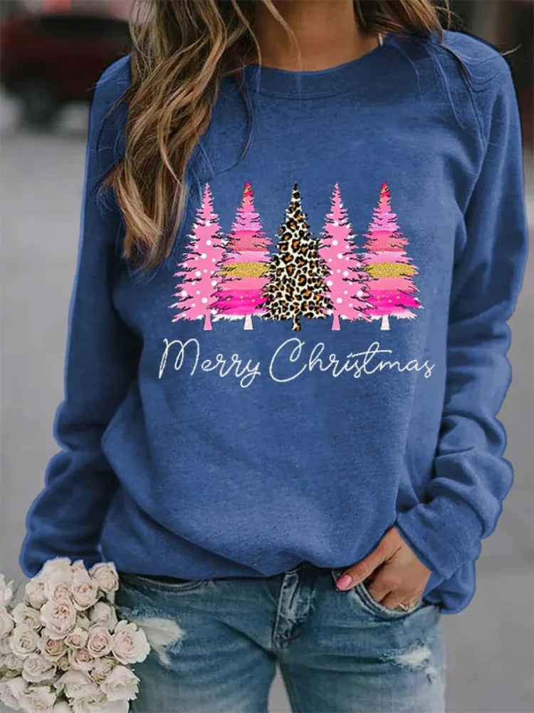 Pferd Weihnachtsbaum 3D Druck Raglanärmel Sweatshirts Damen Übergroße Pullover Hoodies Weibliche Streetwear Frau Kleidung So ist Leben