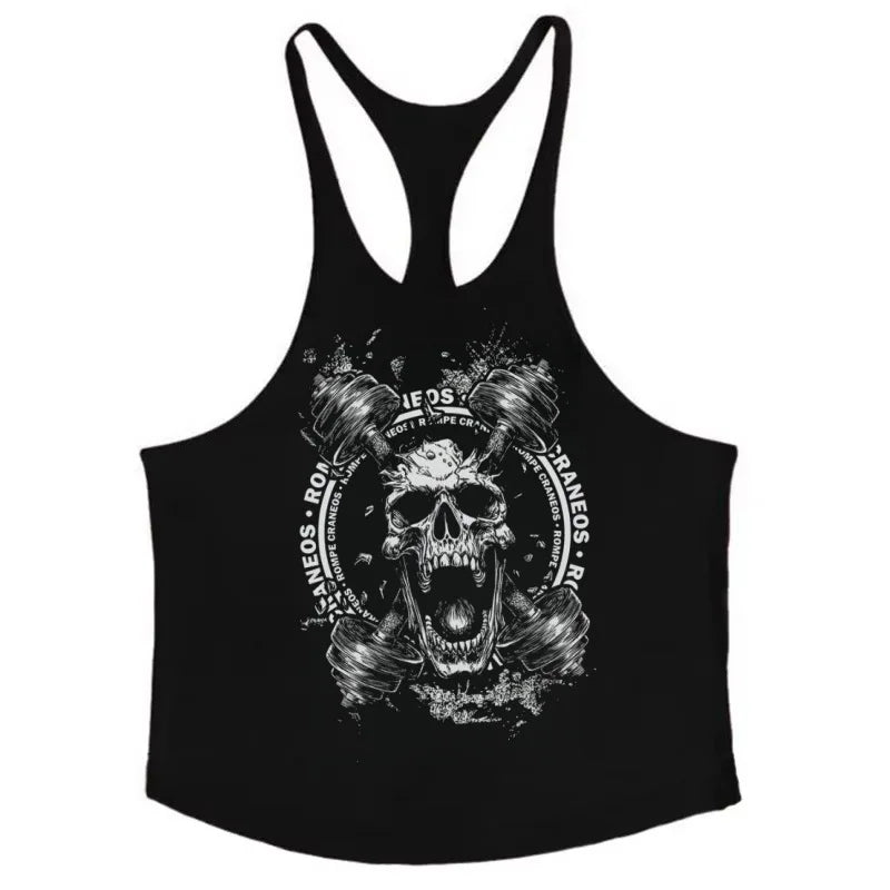 Macho Man Fitness-Tanktop, 100 % Baumwolle, Weste, Teufelsschädel, Retro-Gothic, schnell trocknende, ärmellose Unterhemden für Herren, Muskeltraining-Top - So ist Leben
