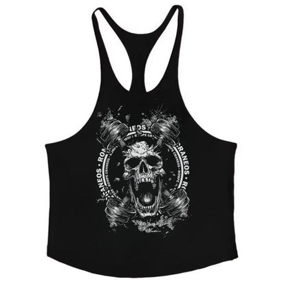 Macho Man Fitness-Tanktop, 100 % Baumwolle, Weste, Teufelsschädel, Retro-Gothic, schnell trocknende, ärmellose Unterhemden für Herren, Muskeltraining-Top - So ist Leben