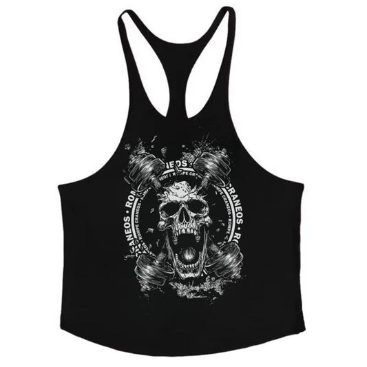 Macho Man Fitness-Tanktop, 100 % Baumwolle, Weste, Teufelsschädel, Retro-Gothic, schnell trocknende, ärmellose Unterhemden für Herren, Muskeltraining-Top - So ist Leben