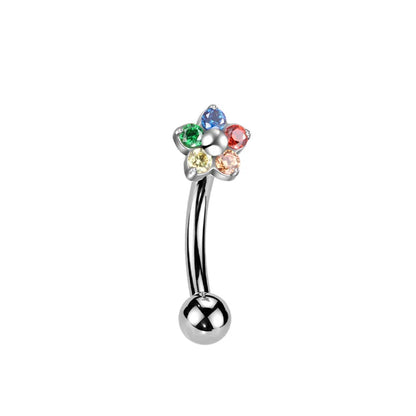 Großhandel ASTM F136 Titan Blumen Rook Piercing Sterne Augenbraue Intarsien CZ 16G Innengewinde Banane Gebogene Lippe Nabel Piercing So ist Leben
