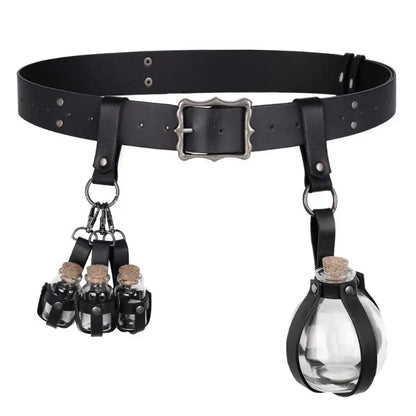 652F Mittelalterliches Knightes-Kostüm, Halloween-Pirat, Cosplay-Kostüm, Renaissance-Kostüm, Zubehör, Ledergürtel, Korkflasche So ist Leben