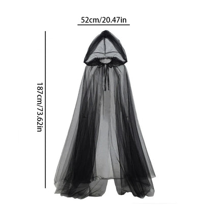 Schwarzer Brautschal Hexe Vampir Cosplay Umhang Halloween Doppelumhang Spiel Party Kostüm Requisiten Urlaub Dress Up So ist Leben