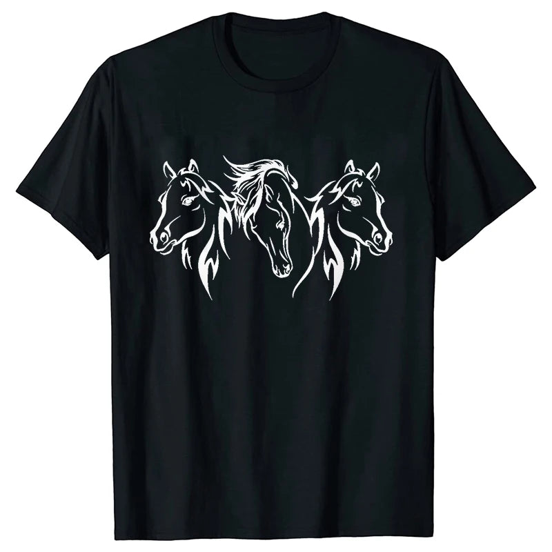 New Fashion Men Women T Shirt Horse Heartbeat Design Adults Children's Clothing Fashion Harajuku Horse Lover Tee T-Shirt Gifts So ist Leben