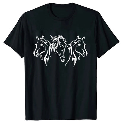 New Fashion Men Women T Shirt Horse Heartbeat Design Adults Children's Clothing Fashion Harajuku Horse Lover Tee T-Shirt Gifts So ist Leben