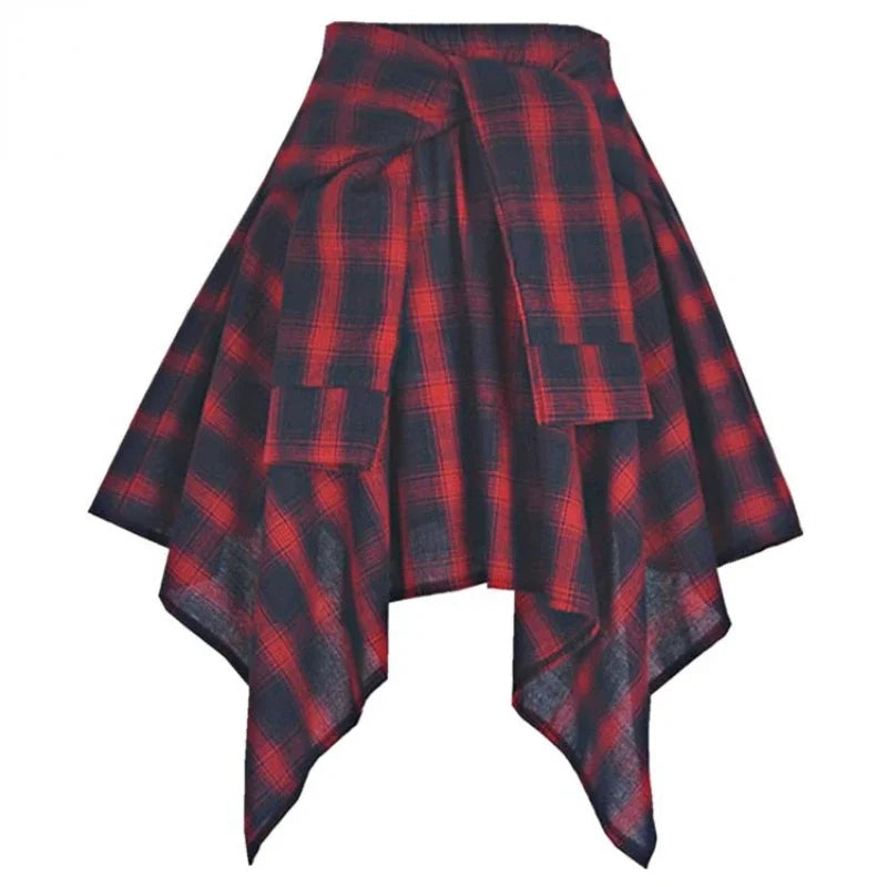 Plaid Rock Frauen Plissee Schnür Krawatte Minirock y2k Streetwear Harajuku Vintage unregelmäßige Sport Straße Frauen Furz Vorhang So ist Leben