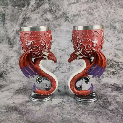 Klassischer Edelstahl‑Kelch mit Drachenmotiv und Strukturdesign So ist Leben