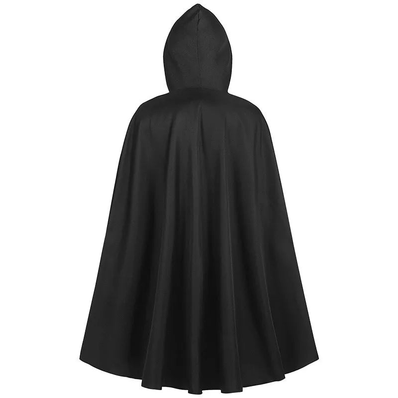 Mittelalterlicher schwarzer Kapuzenumhang Halloween Retro Battle Warrior Cosplay Kostüm Umhang Erwachsene und Kinder verkleiden sich So ist Leben