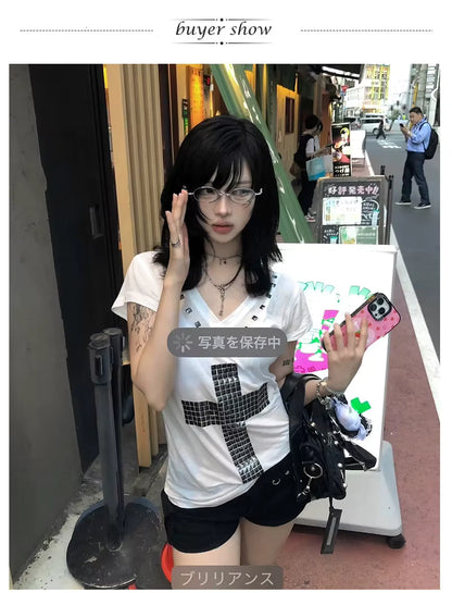 Y2K Grafik T‑Shirt mit modernem Print So ist Leben