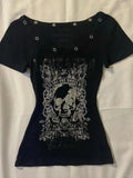 Y2k Kleidung T-shirts Brief Goth frauen Top Sexy Schlank Crop Top Punk Schädel Graphic Tees Süße Harajuku Korea Baby hemd Mädchen Emo So ist Leben