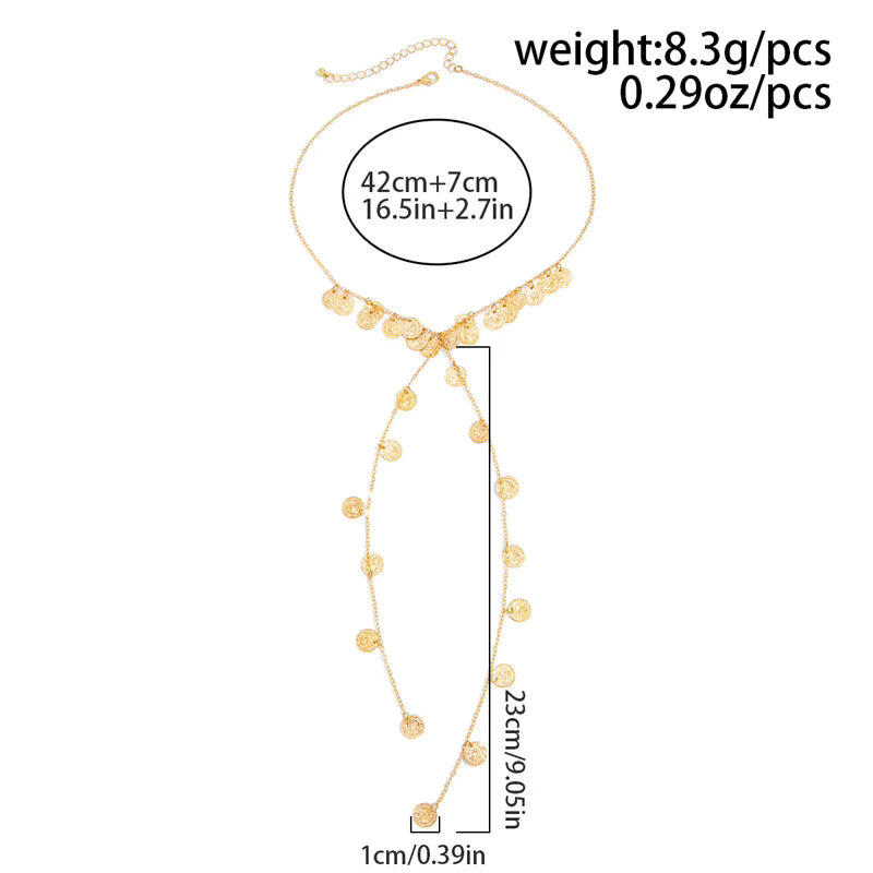 Vintage Runde Pailletten Lange Quasten Anhänger Halskette für Frauen Neue Trend Boho Sexy Brust Kette Choker Hals Schmuck Zubehör So ist Leben