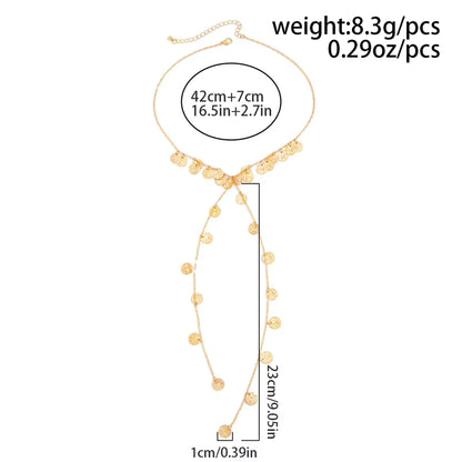 Vintage Runde Pailletten Lange Quasten Anhänger Halskette für Frauen Neue Trend Boho Sexy Brust Kette Choker Hals Schmuck Zubehör So ist Leben