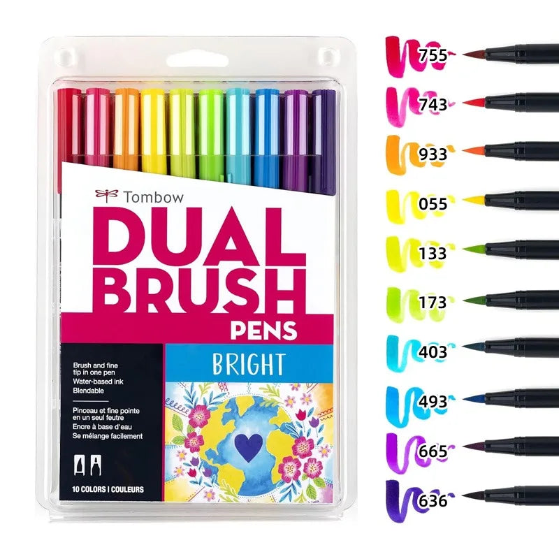 Tombow Aquarell-Marker-Set, 10-teilig, ABT-Nylon, weiche Spitze, Doppelpinselstift, ungebunden, ungiftig, sicheres Zeichenhandbuch, japanisches Briefpapier So ist Leben