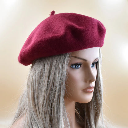 Neue Frauen schwarz rosa Berets Hut Mode Einfarbig Wolle Gestrickte Mit Damen Beanie Baskenmütze Hut Warme Herbst und winter Kappe So ist Leben