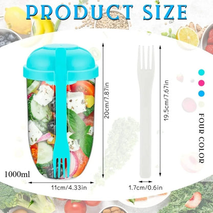 Auslaufsicherer Salatbecher mit Deckel, Gabel, tragbarer Salat-Shaker-Behälter, BPA-frei, zum Aufbewahren von Mahlzeiten, Frühstücks, Gemüse und Früchten So ist Leben