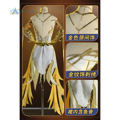 Ehre der Könige Cosplay Kostüme Diaochan Floral Traum Gelb Stickerei Kleid Uniform Spiele Halloween Karneval Party Kleidung So ist Leben