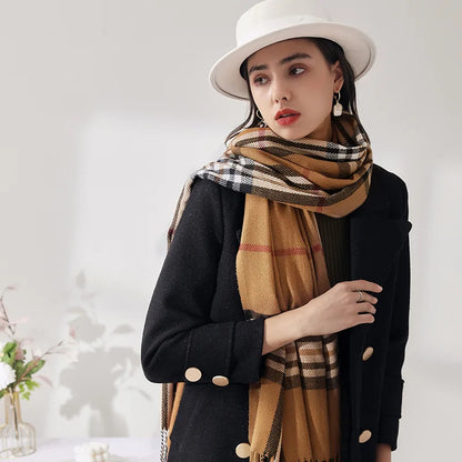 Warmer Winterschal, langer Schal mit Karomuster für Damen, weiches Wärmespeicherungssign, unverzichtbar für kaltes Wetter So ist Leben