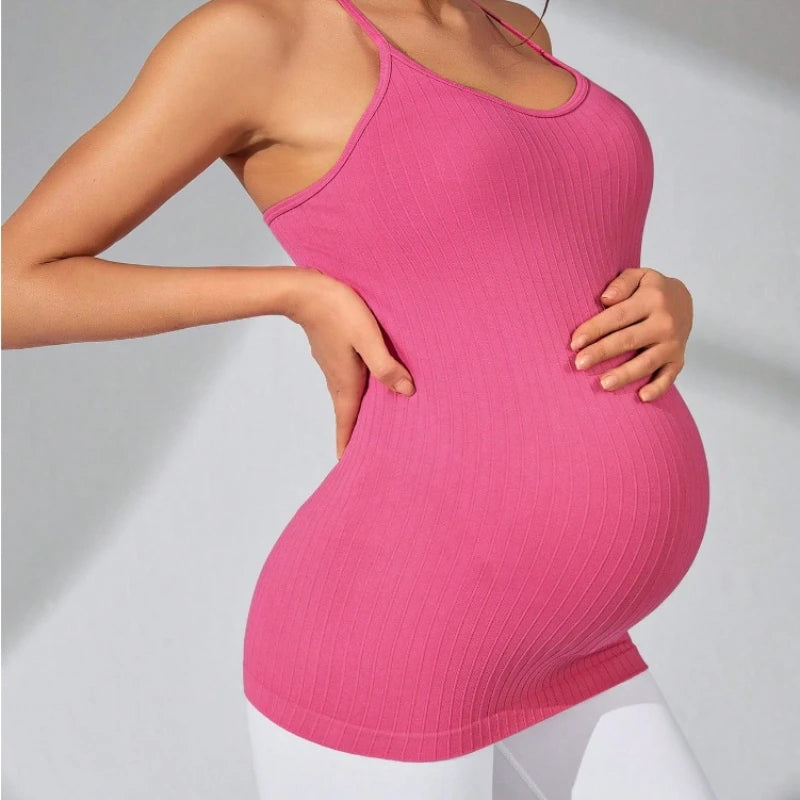 Neues Yoga-T-Shirt, gestrickt, leicht, atmungsaktiv, schweißableitend, Sport-Yoga-Kleidung für schwangere Frauen, Top mit Trägern So ist Leben
