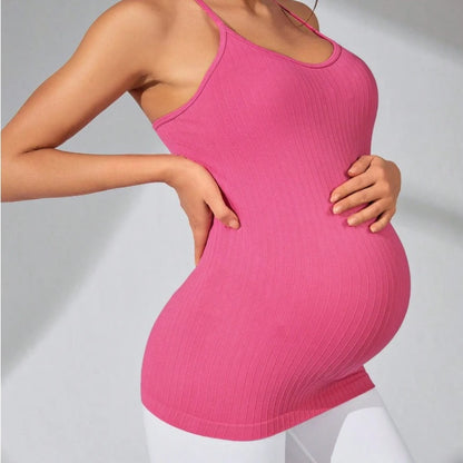 Neues Yoga-T-Shirt, gestrickt, leicht, atmungsaktiv, schweißableitend, Sport-Yoga-Kleidung für schwangere Frauen, Top mit Trägern So ist Leben