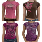 Y2k Fairy Grunge Shirt Top für Damen Kurzarm Vintage Grafik Crop Tee Top Ästhetische Goth Grunge Kleidung Streetwear So ist Leben