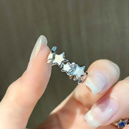Vintage Unregelmäßige Kreuz Stern Offenen Ring für Frauen Männer Punk Gothic Silber Farbe Einstellbar Paar Ringe Y2K Egirl Schmuck Geschenk So ist Leben
