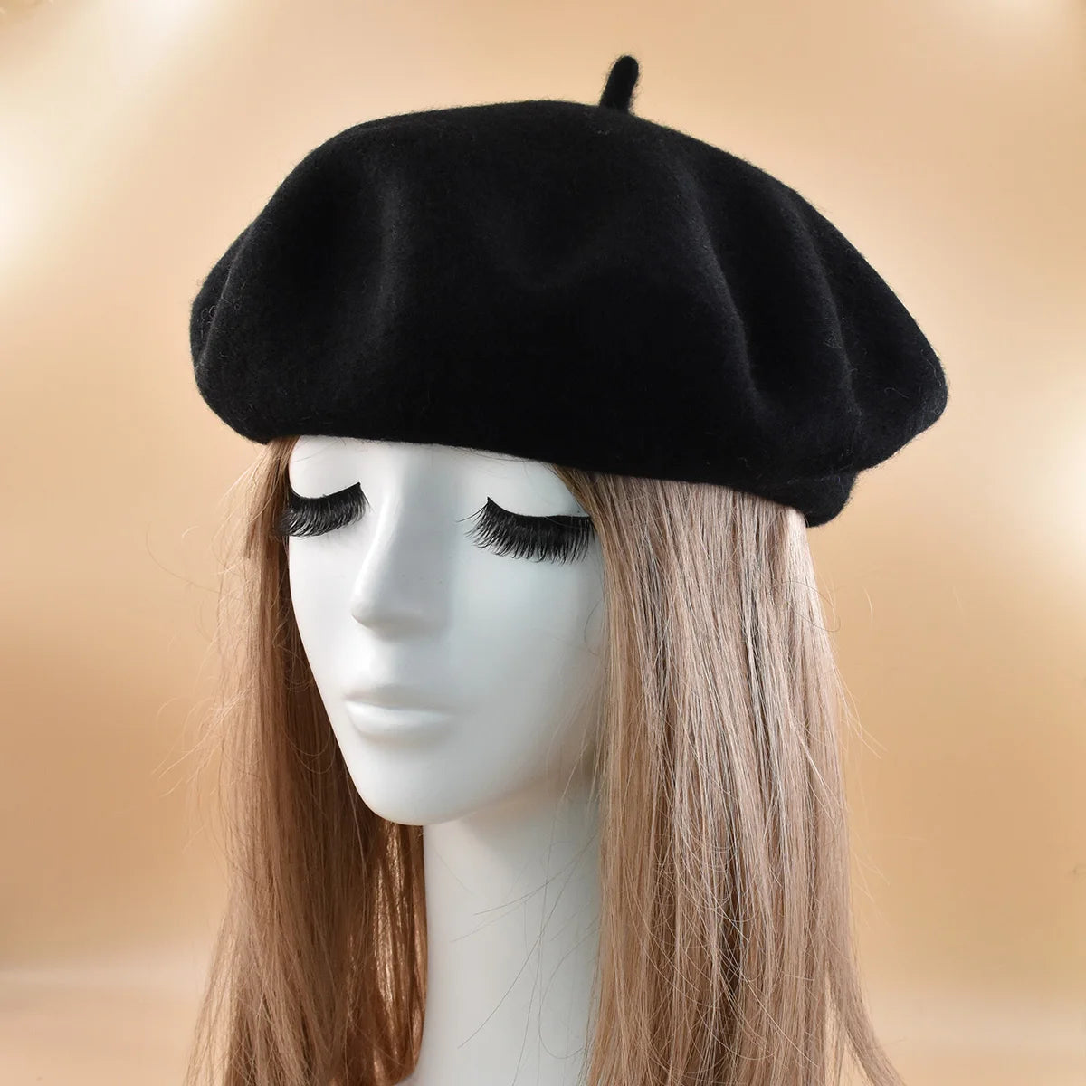 Neue Frauen schwarz rosa Berets Hut Mode Einfarbig Wolle Gestrickte Mit Damen Beanie Baskenmütze Hut Warme Herbst und winter Kappe So ist Leben