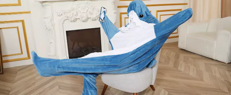 Shark Cosplay Onesie – Warme Flanell Homewear für Erwachsene So ist Leben