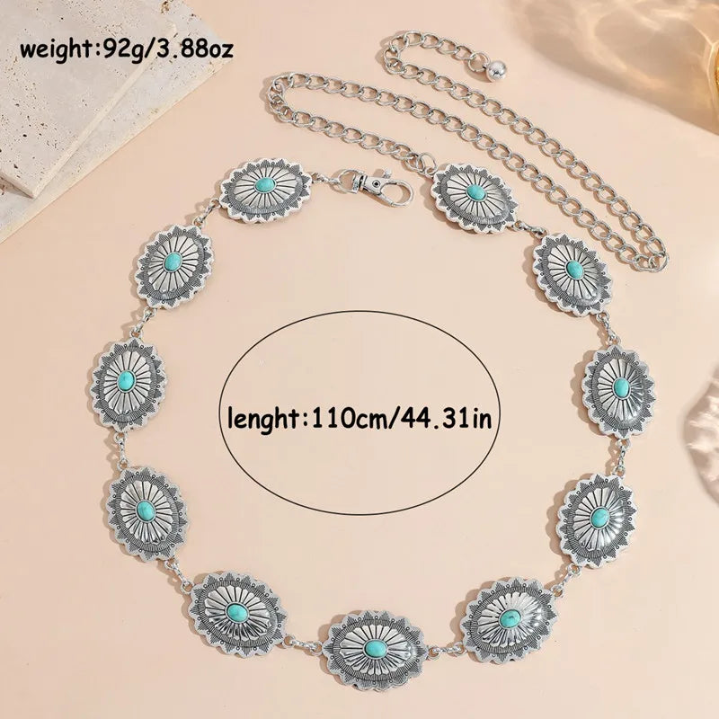 1-teiliges Set Taillenketten-Accessoires für Damen im Retro-Stil im böhmischen Ethno-Stil, hochwertiger silberner Metallkettengürtel mit Rockgürtel So ist Leben