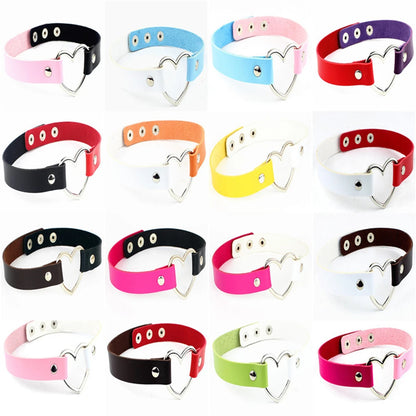 Neue Schwarz Multi Farbe Punk Kragen Halskette Sexy PU Leder Herz Lock Key Spike Halsband für Frauen Gothic Cosplay Partei Schmuck So ist Leben