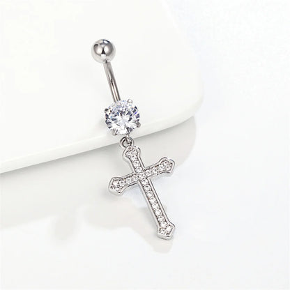 Chirurgischer Kreuz-Anhänger Bauchnabelpiercing Kristall Edelstahl Bauchnabelpiercing Ohrring 14G 10mm Barbell Körperschmuck Accessoires So ist Leben