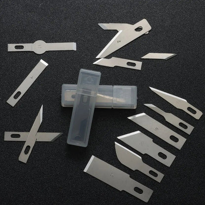 10PCS Klingen Cutter Handwerk Holz Carving Messer Gravur Nicht-Slip Metall Skalpell Messer Teile Handy PCB Reparatur hand Werkzeuge So ist Leben