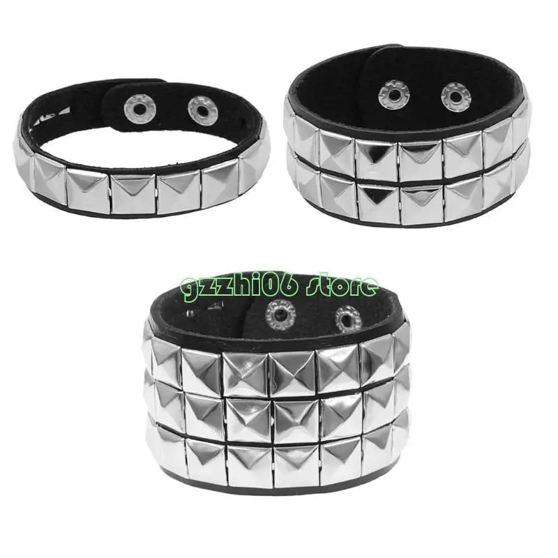 T5UF Stylish Punk Rock Armband Square Nieten Punk Armband Trendy Gothic Jewelry für Individualität und Komfort geeignet So ist Leben