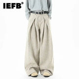IEFB Nische Design männer Casual Hosen Gestreiften Kontrast Farbe Woolen Plissee Lose Gerade Breite Bein Casual Männliche Hosen 9X1633 So ist Leben