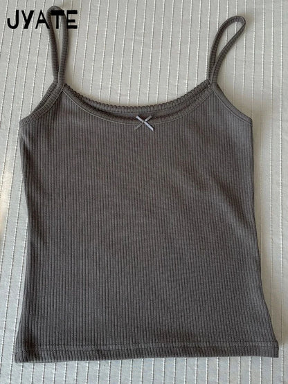 Süße Blumendruck Öse Schleife abgeschnittene Westen Frauen Baumwolle beiläufige dünne Spitzenbesatz Tank Tops Vintage Adrette süße Leibchen Y2K So ist Leben