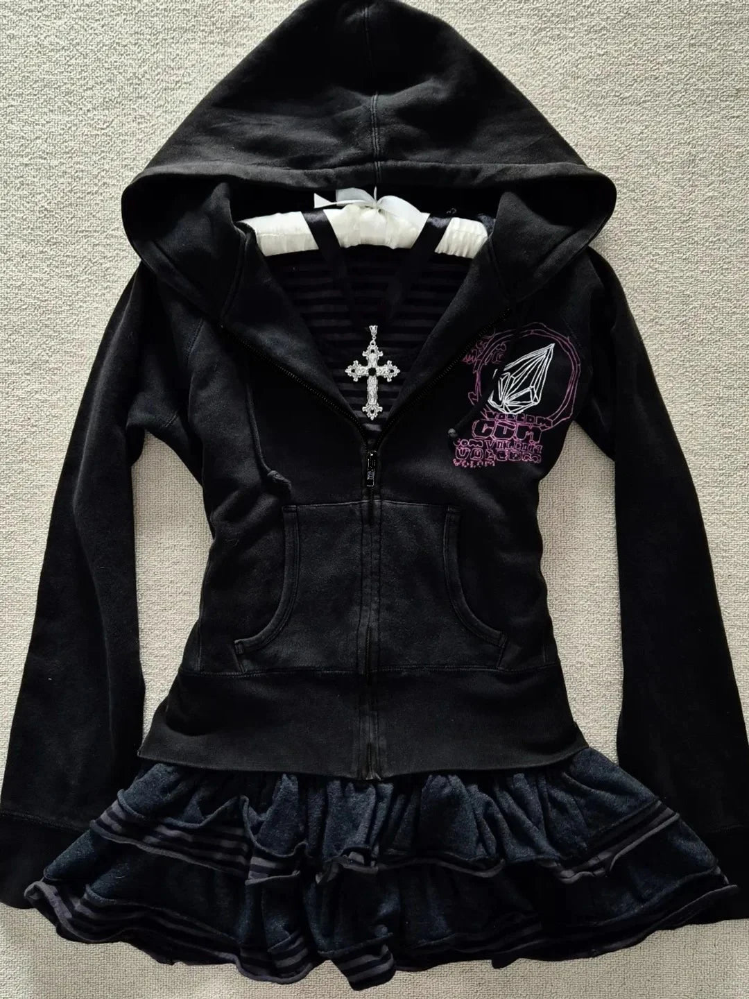 Y2k Frau Kleidung Hoodies Vintage Winter Gothic Hot Girl Grunge Grafik Hoodie Zip Up Koreanische Dünne Kapuze High Street Femme Hoody So ist Leben